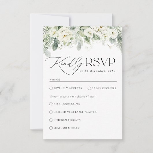 Dusty Sage Green Wedding RSVP Kaart (Voorkant)