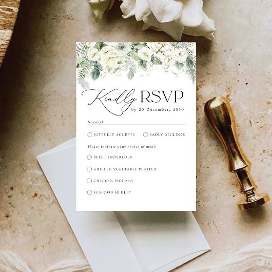 Dusty Sage Green Wedding RSVP Kaart