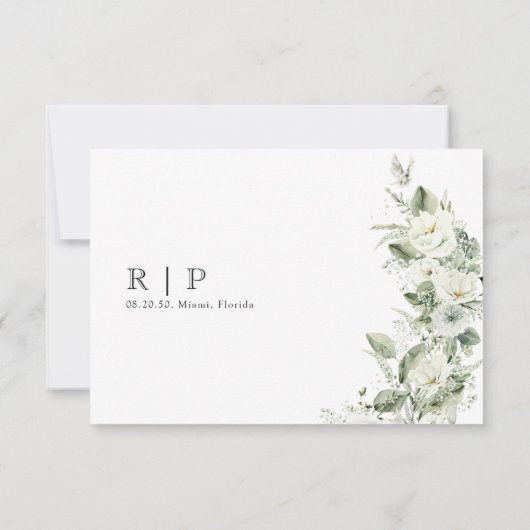 Dusty Sage Green Wedding RSVP Kaart (Achterkant)
