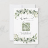 Dusty Sage Green Wedding RSVP Kaart met QR-code (Voorkant)