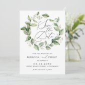 Dusty Sage Green Wedding Save The Date Kaart (Staand voorkant)