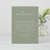 Dusty Sage Green Woodland Wedding Weekend Timeline Kaart (Staand voorkant)