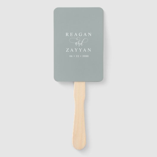 Dusty Sage Minimalistisch huwelijksprogramma Handwaaier (Voorkant)