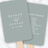 Dusty Sage Minimalistisch huwelijksprogramma Handwaaier
