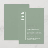 Dusty Sage Modern Minimalist Bold Initialen Wedden Kaart (Voorkant / Achterkant)