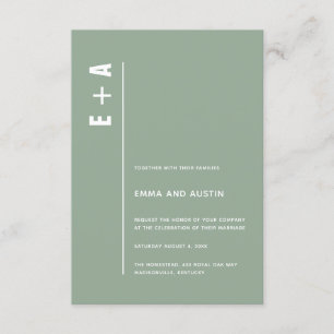 Dusty Sage Modern Minimalist Bold Initialen Wedden Kaart