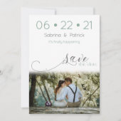 Dusty Sage Modern Photo Save the Date Kaart (Voorkant)