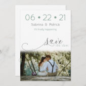 Dusty Sage Modern Photo Save the Date Kaart (Voorkant / Achterkant)