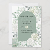 Dusty Sage Painted Florals sla de datum op Kaart (Voorkant)