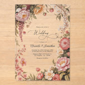 Dusty Sage, Soft Peach & Warm Sand Floral Wedding Acryl Uitnodigingen (Voorkant)