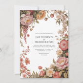 Dusty Sage, Soft Peach & Warm Sand Floral Wedding Kaart (Voorkant)