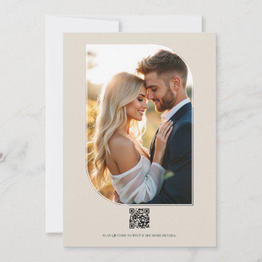 Dusty Sage, Soft Peach & Warm Sand Floral Wedding Kaart (Achterkant)