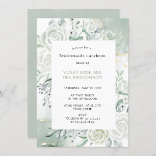 Dusty Sage Waterverf Floral Bridesmaids Luncheon Kaart