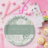 Dusty Sage Waterverf Florals Wedding Papieren Bordje (Feest)