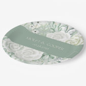 Dusty Sage Waterverf Florals Wedding Papieren Bordje (Gekanteld)