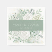 Dusty Sage Waterverf Florals Wedding Servet (Voorkant)