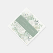 Dusty Sage Waterverf Florals Wedding Servet (Hoek)