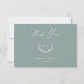 Dusty Sage Wedding Day Thank you Flat Note Card Kaart (Voorkant)