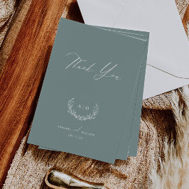 Dusty Sage Wedding Day Thank you Flat Note Card Kaart
