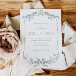 Dusty Sage Wedding Invitation Announcement Card Kaart