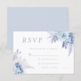 Dusty Sky Blue Goddelijke Bloemen Bruiloft Alles E RSVP Kaartje