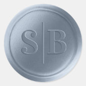 Dusty Sky Blue Wax Seal Wedding Monogram Sticker (Voorkant)