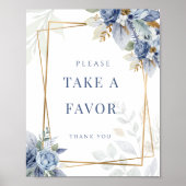 Dusty Something Blue Bridal Favoriet Sign Poster (Voorkant)