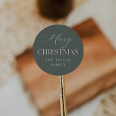Dusty Spruce Green Gepersonaliseerde Kerst Ronde Sticker