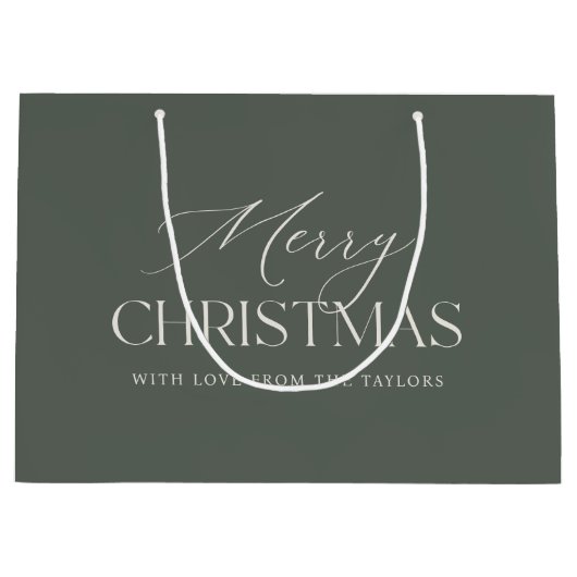 Dusty Spruce Green Gepersonaliseerde Kerstvakantie Groot Cadeauzakje (Voorkant)