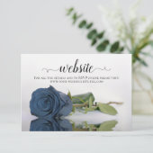 Dusty Steel Blue Grey Roos Elegant Wedding Website Informatiekaartje (Staand voorkant)
