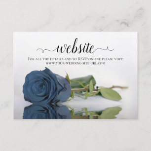Dusty Steel Blue Grey Roos Elegant Wedding Website Informatiekaartje