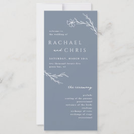 Dusty Steel Blue Modern Floral Botanisch Programma