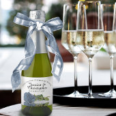 Dusty Steel Blue Roos Wedding Bedankt Mini Sparkling Wijnetiket