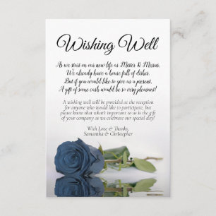 Dusty Steel Blue Roos Wedding Wishing Well Poem Informatiekaartje