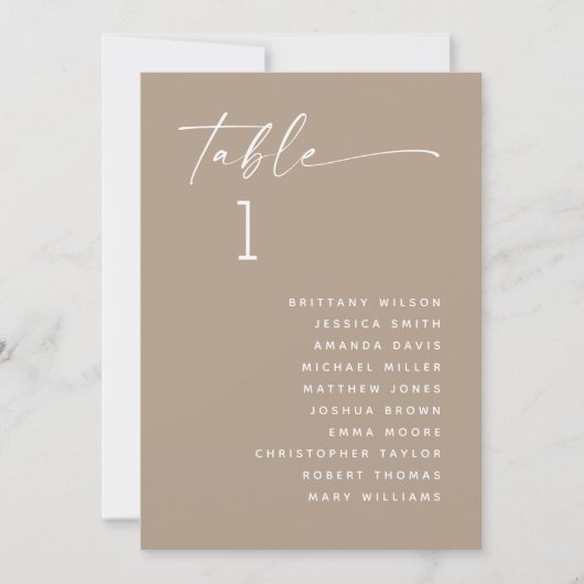 Dusty Taupe Minimalistische Wedding Zitting Grafie Kaart (Voorkant)