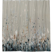 Dusty Taupe Sinaasappel Donkerblauw Wildflowers Douchegordijn (Voorkant)