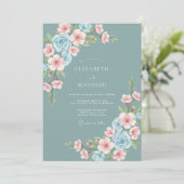 Dusty Teal Captivating Spring Wedding Kaart (Staand voorkant)