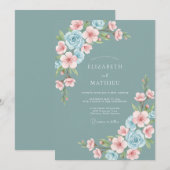 Dusty Teal Captivating Spring Wedding Kaart (Voorkant / Achterkant)