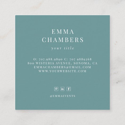 Dusty Turquoise | Boho Floral Visitekaartje (Achterkant)