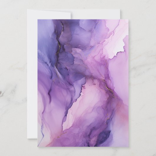 Dusty Violet Alcohol Ink Bruiloft Kaart (Achterkant)