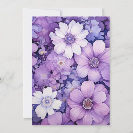 Dusty Violet Bloemen Bruiloft Kaart (Achterkant)