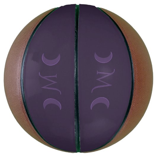 Dusty Violet Crescent Moons Monogram Basketbal (Verticaal)