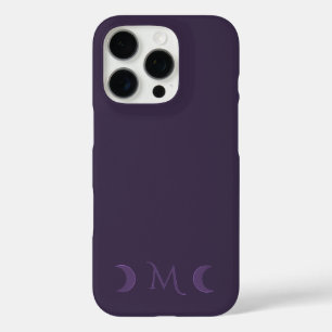 Dusty Violet Crescent Moons Monogram iPhone 16 Pro Hoesje