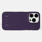 Dusty Violet Crescent Moons Monogram Case-Mate iPhone Case (Achterkant (horizontaal))