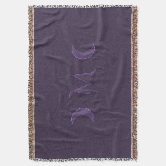 Dusty Violet Crescent Moons Monogram Deken (Voorkant Verticaal)