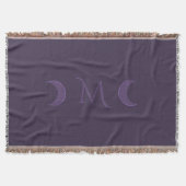 Dusty Violet Crescent Moons Monogram Deken (Voorkant)