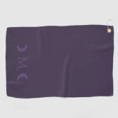 Dusty Violet Crescent Moons Monogram Golfhanddoek (Horizontaal)