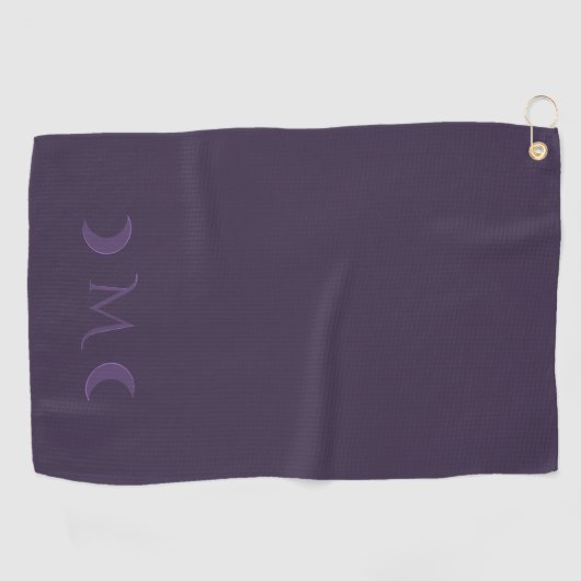 Dusty Violet Crescent Moons Monogram Golfhanddoek (Horizontaal)