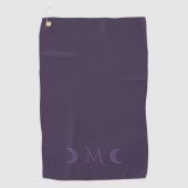 Dusty Violet Crescent Moons Monogram Golfhanddoek (Voorkant)