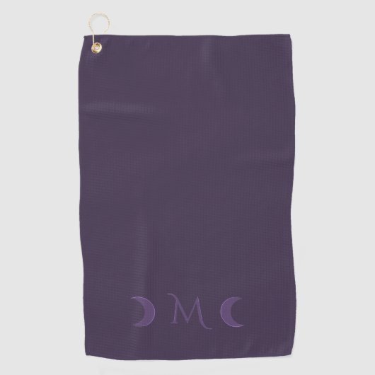 Dusty Violet Crescent Moons Monogram Golfhanddoek (Voorkant)